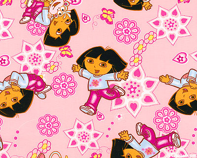 Dora the Explorer with Boots on Pink Background - Click Image to Close